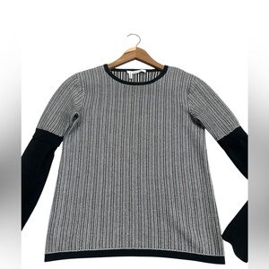 Derek Lam size M herringbone knit cotton sweater GUC Black and White